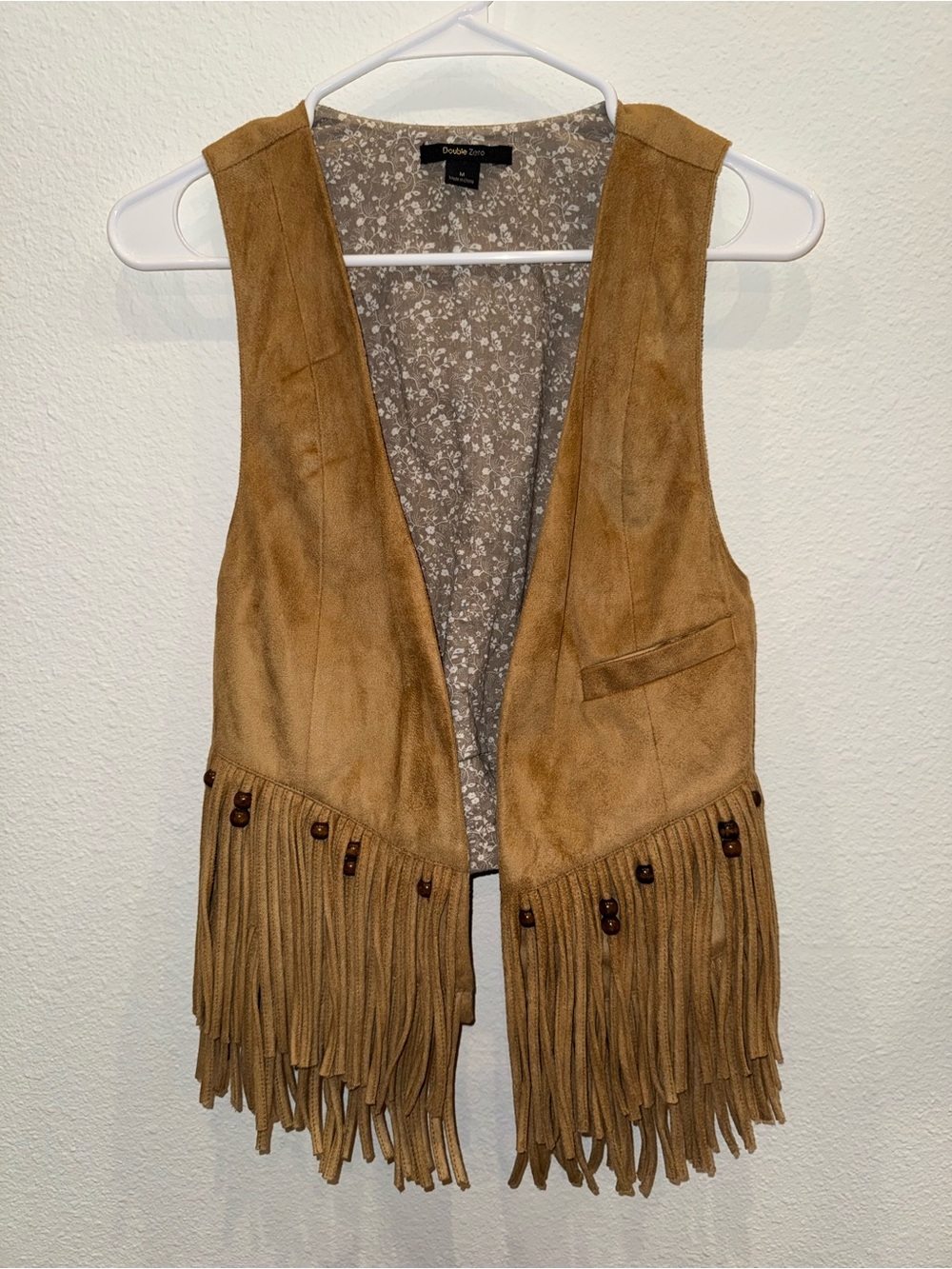 Double Zero Tan Suede Fringe Vest